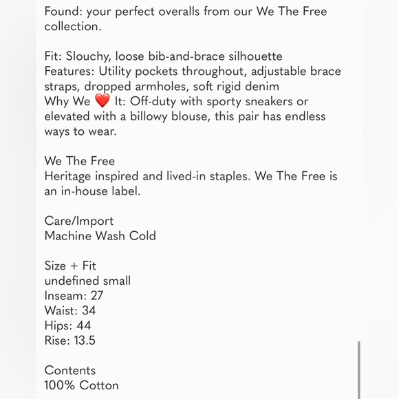 *NWT* FREE PEOPLE WAY BACK DENIM OVERALLS - Picture 13 of 14